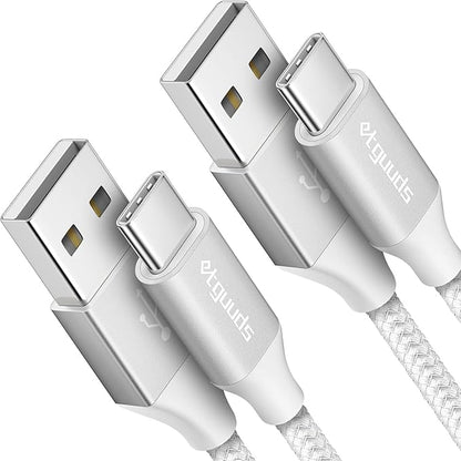 etguuds USB to USB C Cable 3ft, 2-Pack USB A to Type C Charger Cord Fast Charging for Samsung Galaxy A17 A16 A15 A26 A36 A56, S25 S24 S23 S22 S21 S20 S10 Note 20, for iPhone 17 16 15, Moto, White