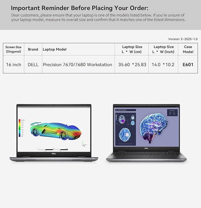 Smatree 16 inch Laptop Sleeve for DELL Precision 7670/7680 Workstation, DELL Protective Laptop Case with Accessory Pocket, YKK Zipper, Patented Shockproof Design (E601)