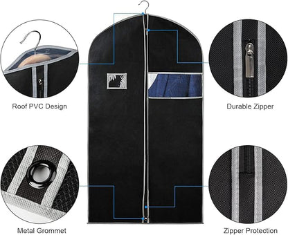 Syeeiex 40" Garment Bag, Set of 8 Suit Bag, Garment Bags for Hanging Clothes, Suit Covers Bags for Men or Women, Dress Bags for Storage Suits, Shirts,T-shirts and Jackets on Closet