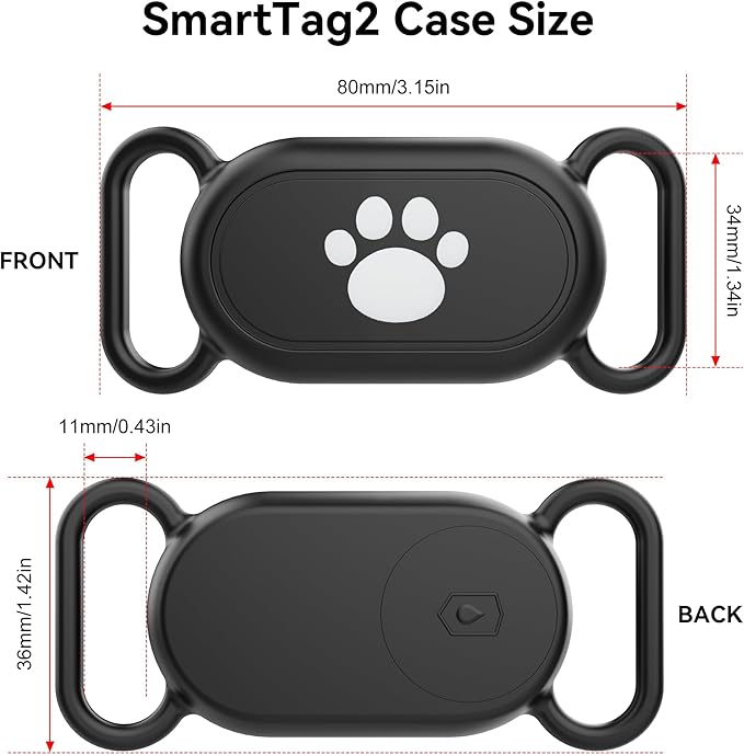 Dog Collar Holder(2 Pack) for Galaxy Smarttag2, Waterproof Silicone Case for Pet Cat, Anti-Lost Scratch Resistant Protective Cover Accessory for Samsung Galaxy Smart tag2(Black/Black)