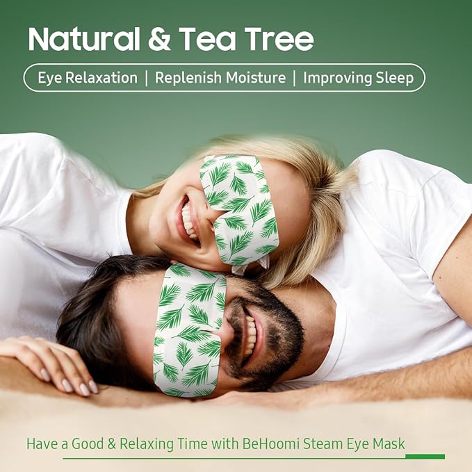 Steam Eye Mask, 10 Packs Heated Eye Mask, Self Heating Disposable SPA Warm Compress for Eyes Sleep Mask, Travel Essentials & Relaxation Gifts, Stocking Stuffers (Tea Tree Scent)