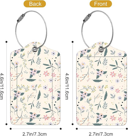 2Pack Luggage Tags for Suitcases, Cute Unique Pu Leather Cruise Luggage Tag with Privacy Cover ID Label Address Card and Metal Ring Suitable for Women Men Kids Travel Bag Beige Pink Crushed