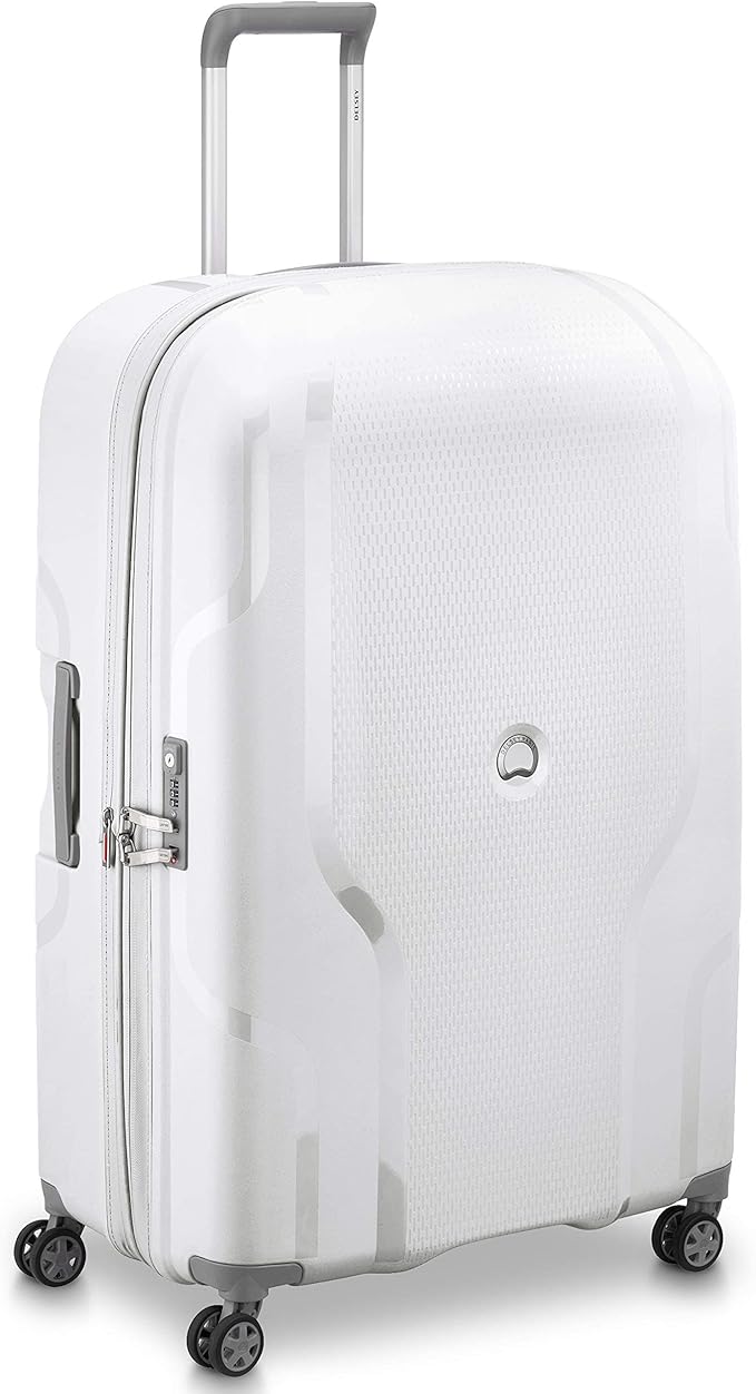 DELSEY PARIS Clavel Hardside Expandable Luggage with Spinner Wheels, White, Checked-Large 30 Inch