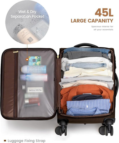 LOVEVOOK Carry On Luggage 22x14x9 Airline Approved, 20 Inch Softside Suitcases with Wheels, Lightweight Spinner Carry on Suitcase with TSA Lock, Water-Resistant Large Capacity Luggage for Travel