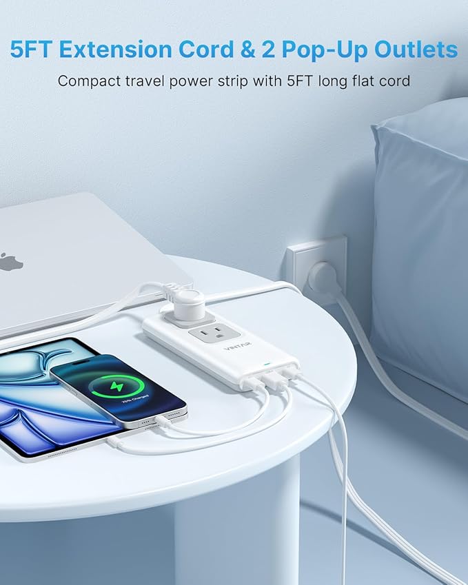 Universal Travel Adapter Kit, VINTAR International Power Adapter with 5ft Extension Cord, 2 Outlets and 3 USB, Type A/C/D/G/I/M Plug for EU/UK/India/Africa/US, Power Strip for Travel Home Cruise Ship