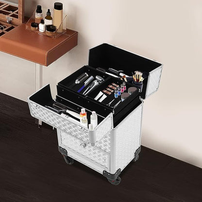 Large Capacity Makeup Organizer for Professional, Stylist Beauty Salon Cosmetic Luggage, Travel Makeup Case with Lock, for Barber Stores, Hairdressing Colleges, Homes
