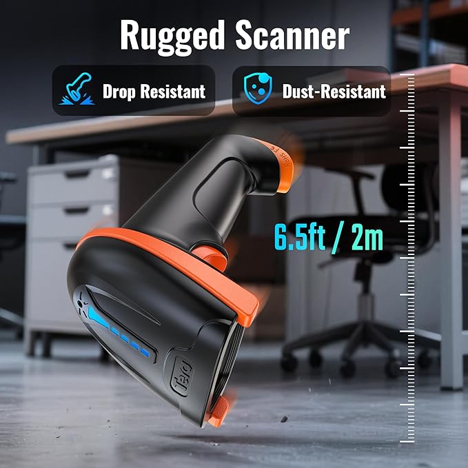 Tera 1D 2D QR Barcode Scanner Wireless and Wired with Battery Level Indicator Digital Printed Bar Codes Reader with Stand Portable Handheld Barcode Scanner Compact Plug and Play Model D5100-Z