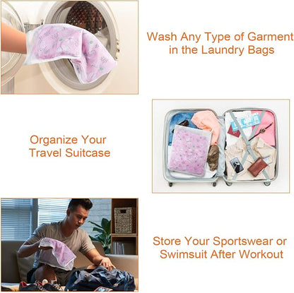 Reusable Mesh Laundry Bags, Delicates Garment Washing Bags for Travel/College, Durable Zipper Closure (2 Large 1 Medium)