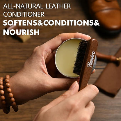 Henviro Leather Shoe Polish Kit - Birthday Gifts for Men, Dad, Shoe Shine Kit, Leather Boot Care Kit, Mens Gifts Ideas