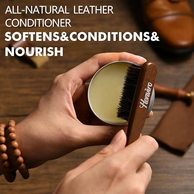 Henviro Leather Shoe Polish Kit - Birthday Gifts for Men, Leather Boot Care Kit, Dad, Shoe Shine Kit, Mens Gifts Idea