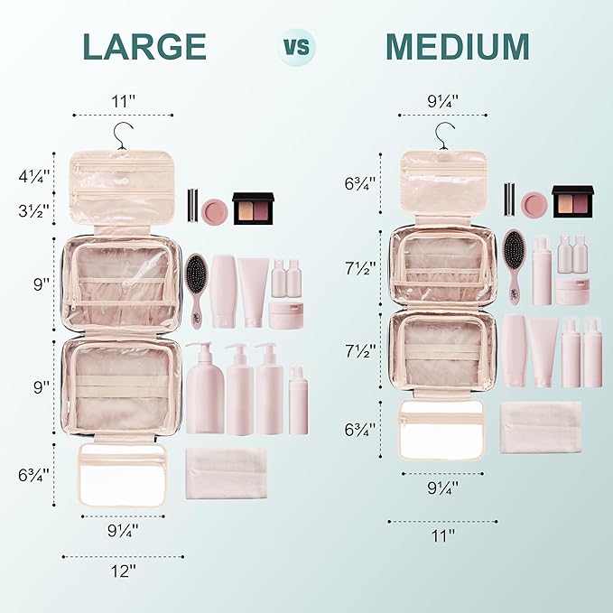 Everfun Hanging Travel Toiletry Bag Christmas Gifts for Women Traveling With Leakproof Compartment Makeup Cosmetic Organizer Dopp Kit Travel Accessories Essentials Must Have