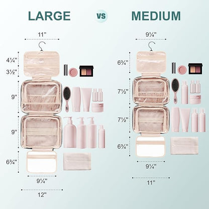 Everfun Hanging Travel Toiletry Bag Christmas Gifts for Women Traveling With Leakproof Compartment Makeup Cosmetic Organizer Dopp Kit Travel Accessories Essentials Must Have