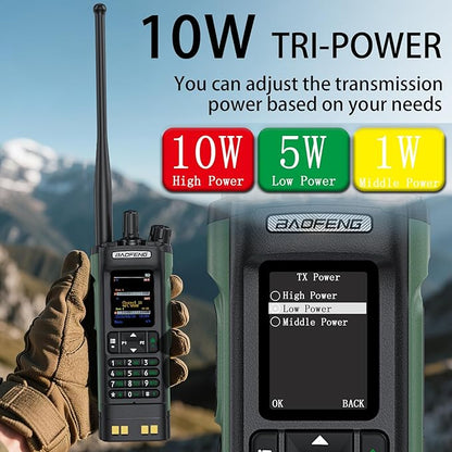 BAOFENG DM32 DMR Handheld Radio with USB-C Charging, GPS, 10W Long Range Walkie Talkie for Emergency Rescue & Outdoor Sports DM-32UV (1 Pack Green)