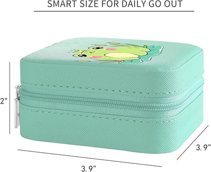 MAYCARI Jewelry Box with Cute Frog Pattern Design, PU Leather Jewelry Travel Organizer Case-Rings/Earrings/Necklace Storage Box for Women Birthday Mom Friends Her Bridesmaids Girls s