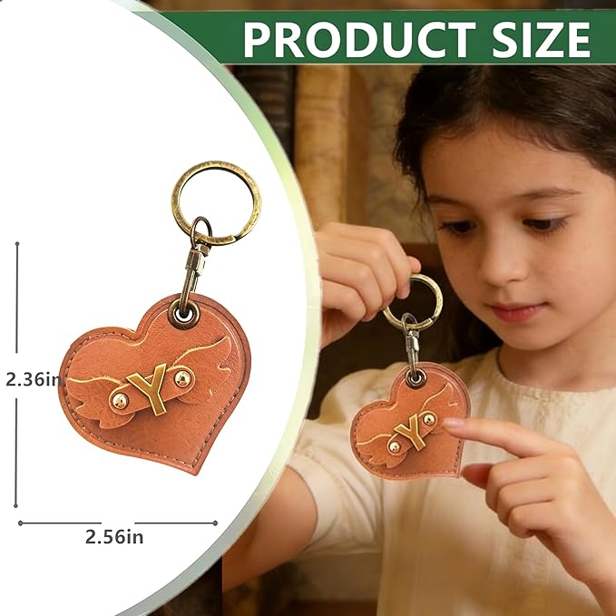 Initial Letter Leather Alphabet Keychain Holder Case Compatible with AirTag,Cute Protective Air Tag Cover with Bronze Keyring,Anti-Scratch Finder GPS Tracker Case for Pets Keys Wallet Luggage(Y)