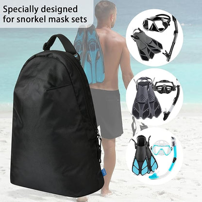 Xxerciz Gear Bag for Snorkel Equipment, Nylon Diving Bag Snorkel Bag Backpack for Mask, Fins, Swimming Gear, Beach and Sports Equipment (15.7" x 10.4" inch)