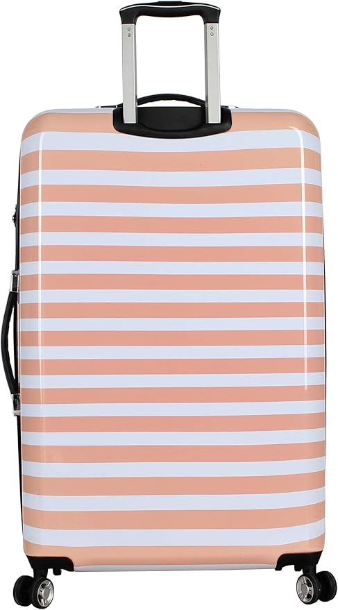 Betsey Johnson Designer Luggage Collection - Expandable 3 Piece Hardside Lightweight Spinner Suitcase Set - Travel Set includes 20-Inch Carry On, 26 inch and 30-Inch Checked Suitcase (Chevron Hearts)
