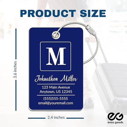 Personalized Luggage Tag | 10 Pack | Custom Luggage Tags for Suitcases | Kids Backpack Tag | 10 Color Options & Choose Font, Font Color