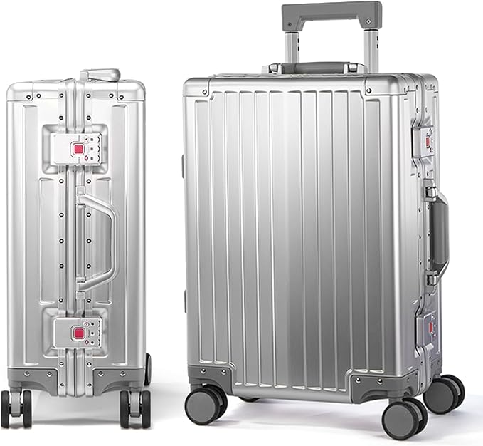 UrbanExplorer All Aluminum Carry On Luggage 22x14x9 Airline Approved Heavy Duty Hard Shell Suitcases Zipperless Suitcase with TSA Lock, Sliver, 20 Inch