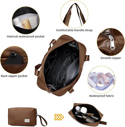 LARVENDER Luggage Sets 5 Piece with Duffel Bag Expandable(Only 28 inch) Hardside PP carry on luggage with 360° Spinner Wheels TSA Lock for Men Women, Maple