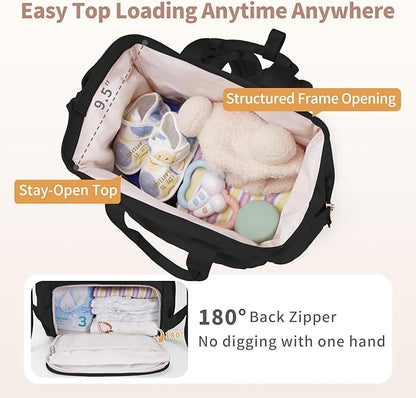 CEI-CEI Diaper Bag Backpack for Mom and Dad, Puffer Baby Bag Backpack with Insulated Pocket, Water-Resistant, Unisex Travel Backpack with Changing Pad & Stroller Straps