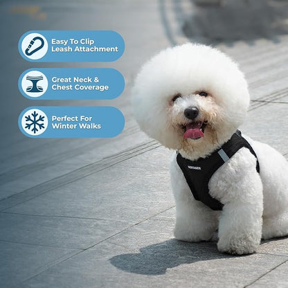 Best Pet Supplies - All Weather Mesh/Plush, Reflective, No Pull Harness for Small, Medium Dogs, Cats - Secure with Hook & Loop Fastener, Buckle, Double D-Rings - Black Plush, S