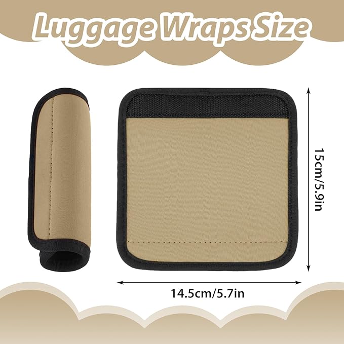 2 Pack Luggage Handle Wraps for Suitcase Bright Color Luggage Handle Covers Suitcase Tags identifiers Travel Accessories for Airplane/Flying (Dark Khaki)