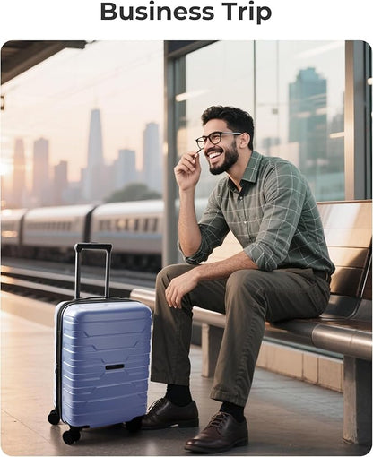 BAGSMART Carry On Luggage 22x14x9 Airline Approved with Spinner Wheels,Lightweight 20 Inch Luggage with TSA Lock,Expandable Hard Shell Carry On Suitcases for Men Women,Slate Blue