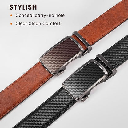 Zitahli Mens belt 2 Pack - Men Leather Belt Design for Work Business and Casual Golf Jeans-Men's Accessories Gifts for Men