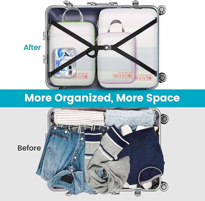 Cambond Compression Packing Cubes for Travel Women - Expandable Travel Bags Luggage Organizers Travel Essentials Compression Cubes for Travel Carry on Suitcases Organizer