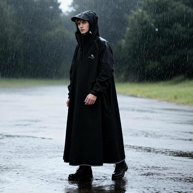 Hooded Rain Poncho for Adults Waterproof Rain Ponchos Lightweight Raincoat Reusable Rain Jacket for Men Women Outdoor