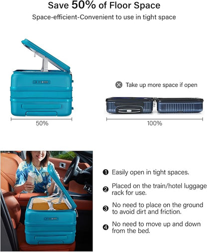 Hanke Hardside Expandable Large Checked Luggage, 28 Inch Top Opening Trunk Luggages with Spinner Wheels, All-PC Hard Shell Suitcase, Lightweight TSA Approved (Caribbean Blue, 120L)