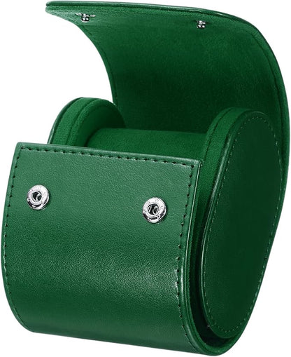 HARFINGTON Watch Roll Travel Case Single Slot Portable Leather Watch Case for Men and Women, Watches Storage Organizer with Removable Pillows for Traveling, Display, Home Storage, Green