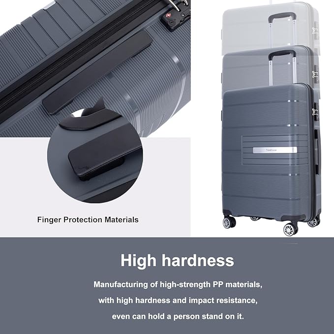 Travelhouse Luggage Sets, Expandable Hardside Suitcases 24in/28in, Carry on 20in,3 Piece Set Travel Luggages Clearance with Double Spinner Wheels TSA Lock Lightweight (Gray-1206)