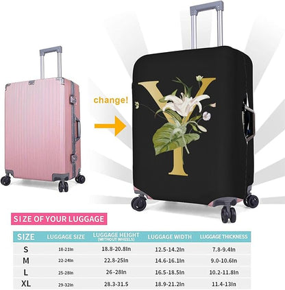 Decorative Y Suitcase Protectors Elastic Washable Luggage Covers With Concealed Zippers For 18-32 Inch Luggage (Size L: Fits 25-28 Inch)