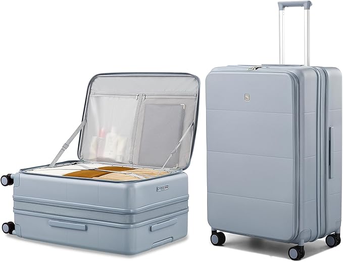Hanke Hardside Expandable Large Checked Luggage, 28 Inch Top Opening Trunk Luggages with Spinner Wheels, All-PC Hard Shell Suitcase, Lightweight TSA Approved (Grey, 120L)