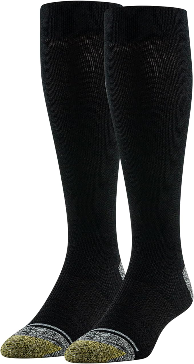 GOLDTOE Mens Mild Compression Over the Calf Comfort Socks, 2-pairs