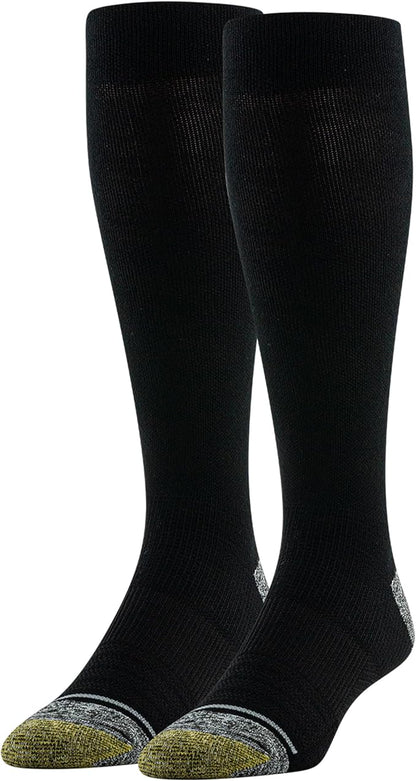 GOLDTOE Mens Mild Compression Over the Calf Comfort Socks, 2-pairs