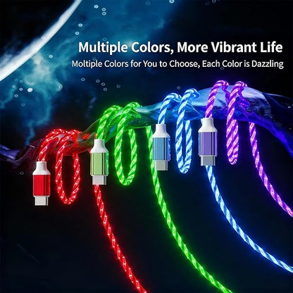 USB Cable PD Fast Charger Lighted Up (A to C Starry Purple) Mobile Phone Data Cable, Charging Cable, Supports Data Transfer, 39-inch, TPE Material, Compatible with Almost All Type-C Devices.