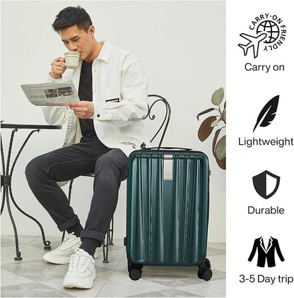 Hanke Luggage Sets 3 piece Carry On Luggage with Wheels PC Hard Shell Suitcases Lightweight Checked Travel Luggage Large Travel Suitcase Woman Men 20/24/29 Inch(Blackish Green)