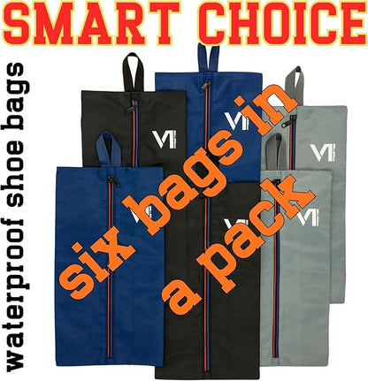 Shoe Bags Waterproof Zipper and Water-repellent Material Dust Smell Proof Versatile Durable Reliable Unisex Large Organizer Sports Travel Work School Storage Packing Lightweight Six-pack Set Gift