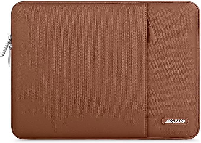 MOSISO Laptop Case 15 inch, 15 inch Laptop Sleeve Compatible with MacBook Air 15 M4 A3241 M3 A3114 M2 A2941 2025 2024 2023,Dell XPS 15,Polyester Vertical Computer Sleeve Bag with Pocket, Caramel Brown