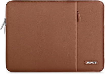 MOSISO Laptop Case 13.3 inch, 13-13.3 inch Laptop Sleeve Compatible with MacBook Air/Pro 13/Pro 14 M5 M4 M3 M2 M1, HP Dell ASUS Lenovo,Polyester Vertical Computer Sleeve Bag with Pocket, Caramel Brown