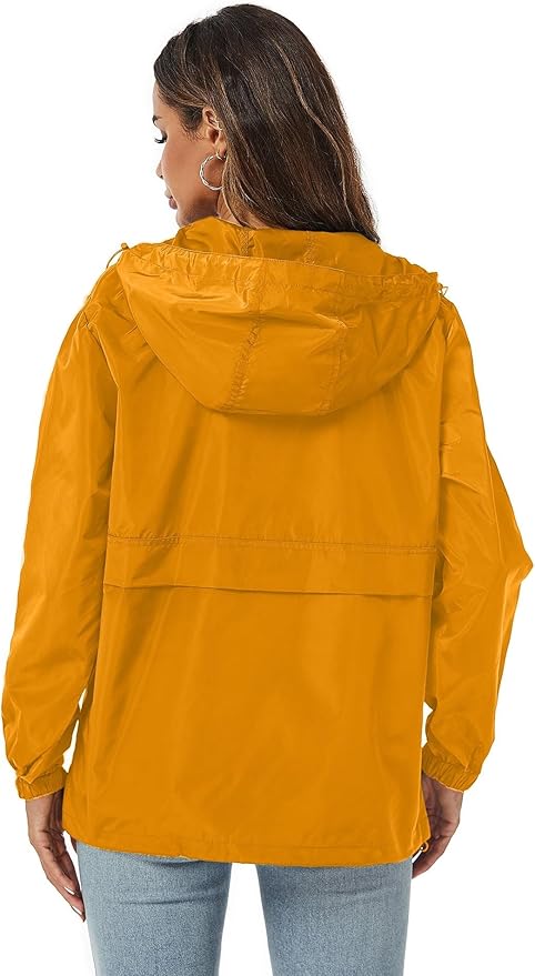 Avoogue Womens Rain Jacket with Hood,Pullover,Packable,Lightweight,Windbreaker,Waterproof,Breathable.