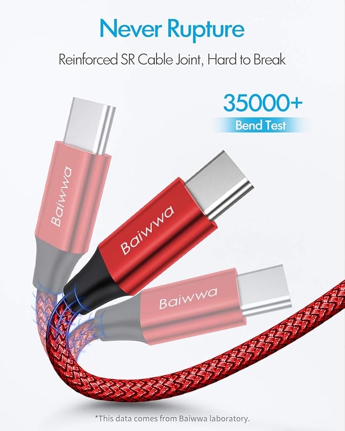 Baiwwa Long USB C Cable 15ft, USB A to Type C Cable Charger Cord Premium Nylon Braided for iPhone 16 15 Series Samsung Galaxy Note Tab, Moto, LG, Pixel and More USB C Smartphone & Tablet