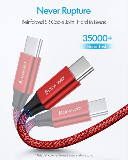 Baiwwa Long USB C Cable 20ft, USB A to Type C Cable Charger Cord Premium Nylon Braided for iPhone 16 15 Series Samsung Galaxy Note Tab, Moto, LG, Pixel and More USB C Smartphone & Tablet