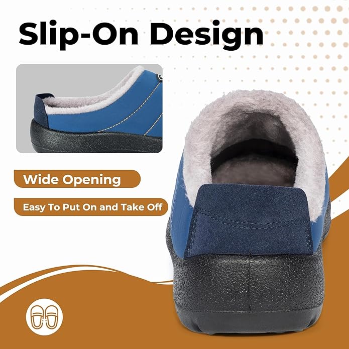 Mishansha Mens Womens House Slippers Warm Fur Lined Winter House Shoes Slip on Cozy Indoor Outdoor Slipper
