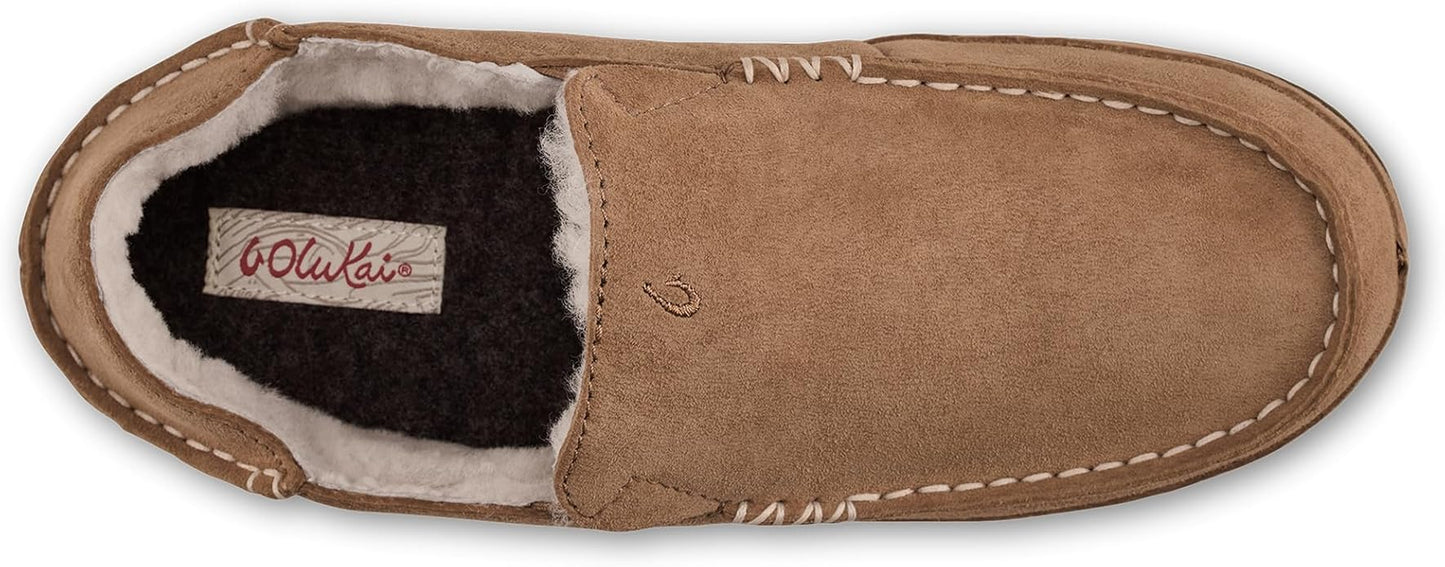 OLUKAI Nohea Slipper, Women's Slip-On Shoes, Genuine Shearling & Premium Nubuck Leather, Drop-In Heel Design, Cozy & Ultra-Soft Comfort Fit
