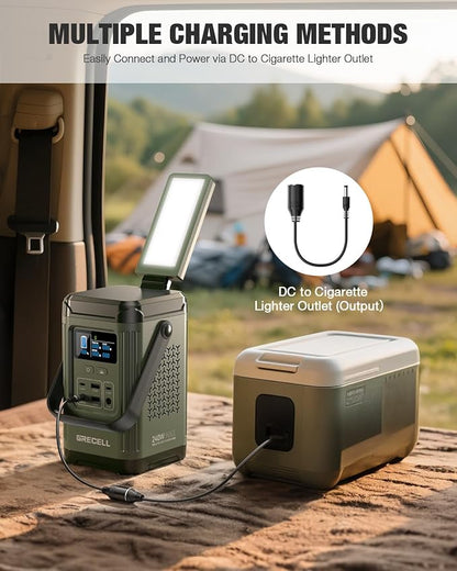GRECELL 240W Portable Power Station LiFePO4 Battery, 154Wh Dual Way 100W USB-C PD, Portable Power Bank with Integrated Stand, Solar Generator for Outdoors, Camping, Travel (Wall Charger Not Included)
