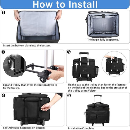 Rolling Teacher Bag, Rolling Briefcase with Detachable Trolley, Large capacity rolling bag with Laptop compartment, Adjustable Shoulder Strap, and Ample Storage Space